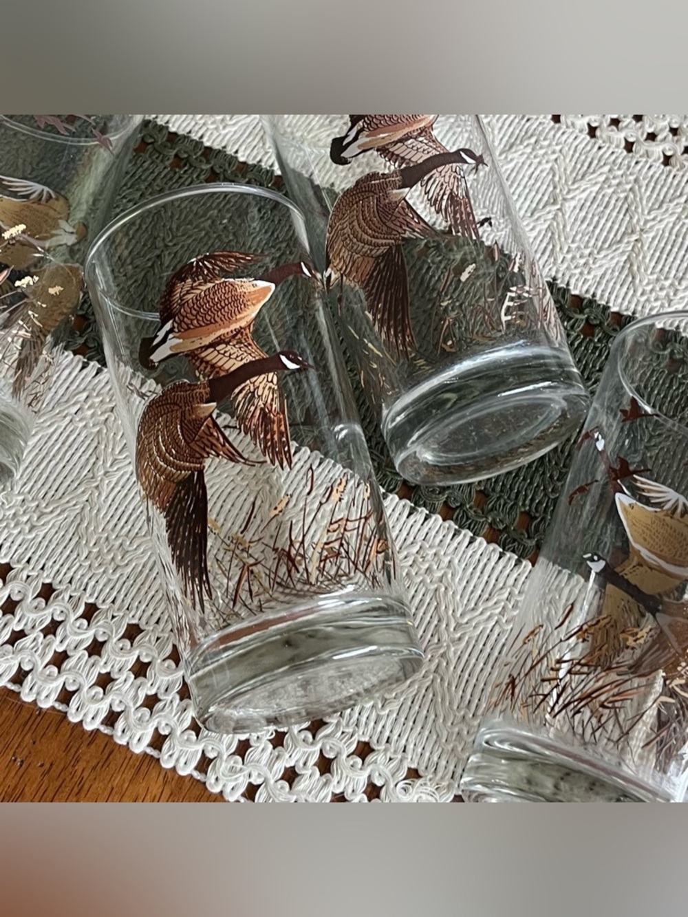 Libbey Duck Flight Glasses with Brown and Gold Decal